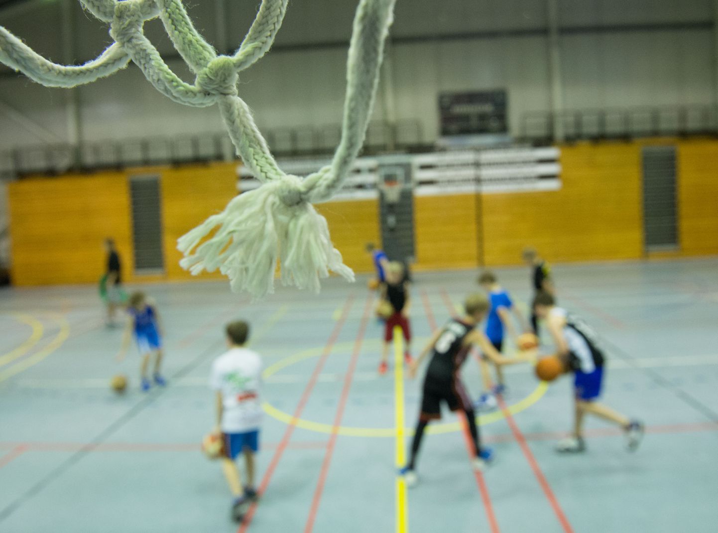 Tartu ülikooli akadeemilise spordiklubi korvpallikooli poisid treeningusaalis. Kõige väiksemate kossumeeste trenn maksab siin 20 eurot kuus, veidi suurematel poistel 33 ja veel suurematel 38 eurot.