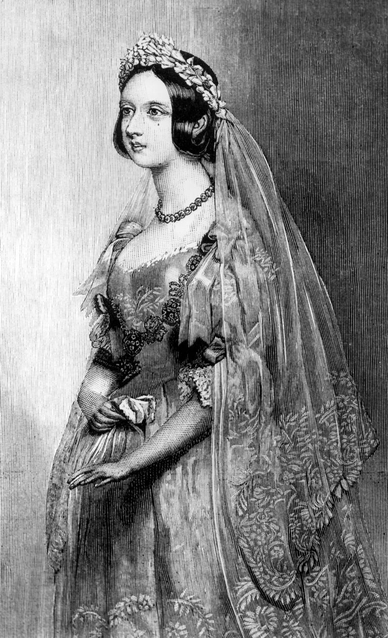 Joonistus kuninganna Victoriast ta pulmapäeval 1840