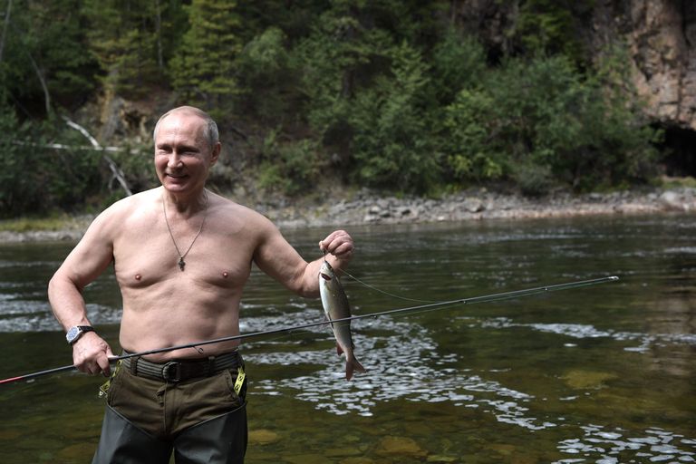  Путин на рыбалке в Сибири, Август 2017 года