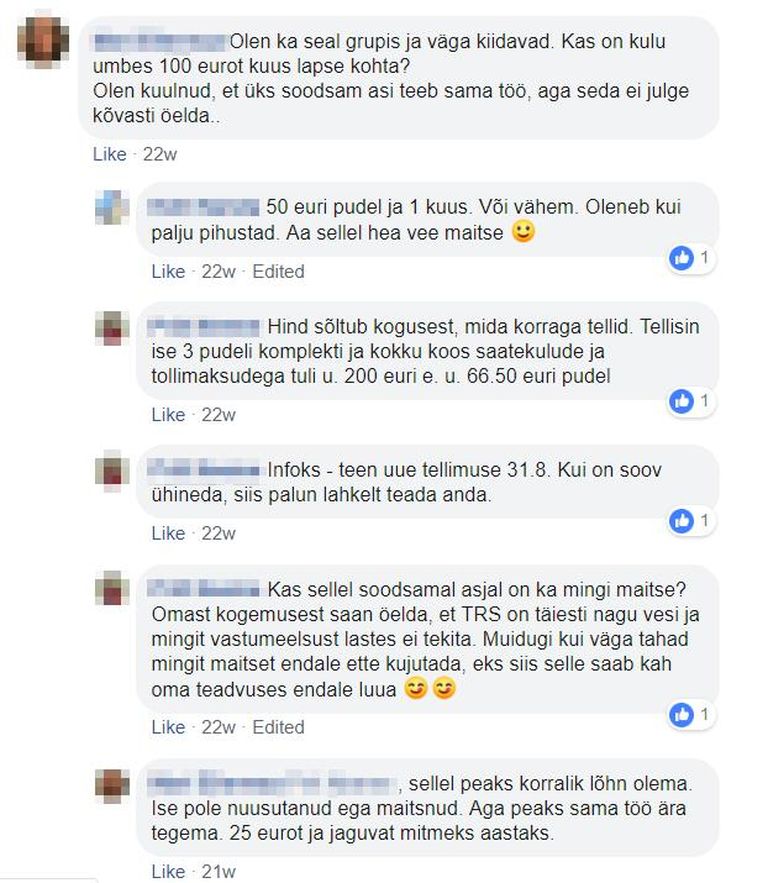 Беседа в эстонской группе в Facebook, количество членов которой приближается к тысяче. 