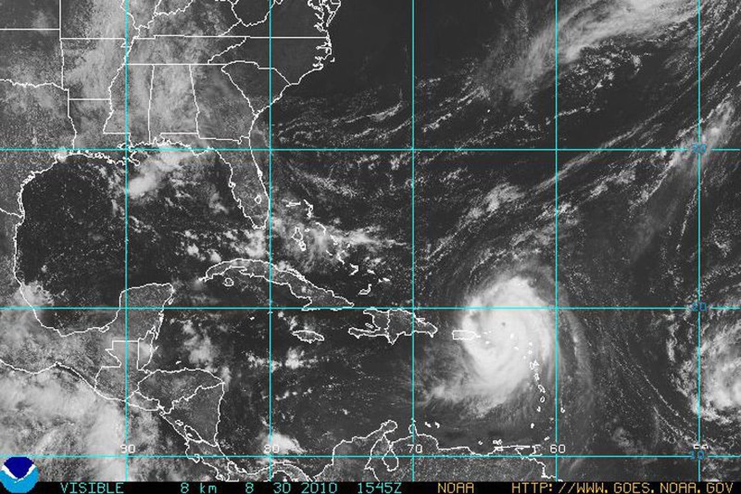 USA ookeani ja atmosfääri administratsiooni satelliitpilt orkaan Earlist
