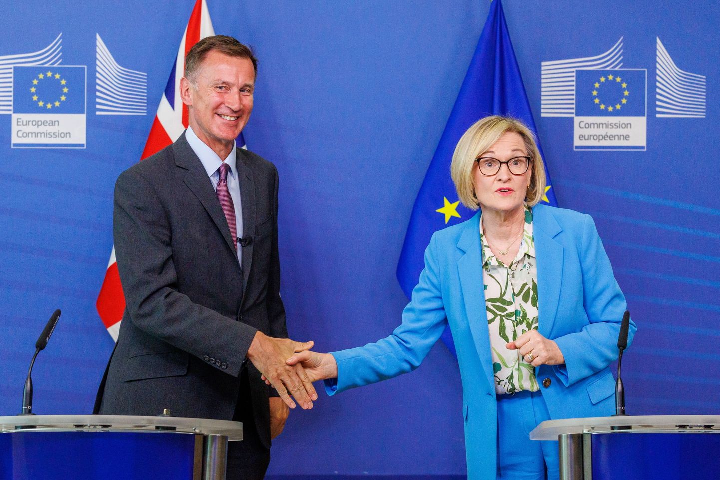 Briti rahandusminister Jeremy Hunt ja Euroopa Komisjoni finantsteenuste volinik Mairead McGuinness.