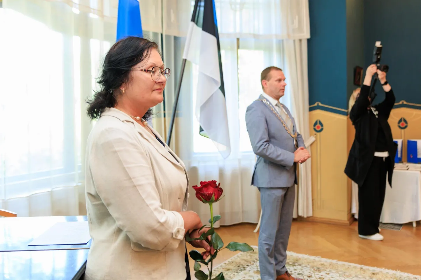 Pärnu abilinnapea Ene Täht reede pärastlõunal Pärnu linna parimate õpilaste tunnustusüritusel.