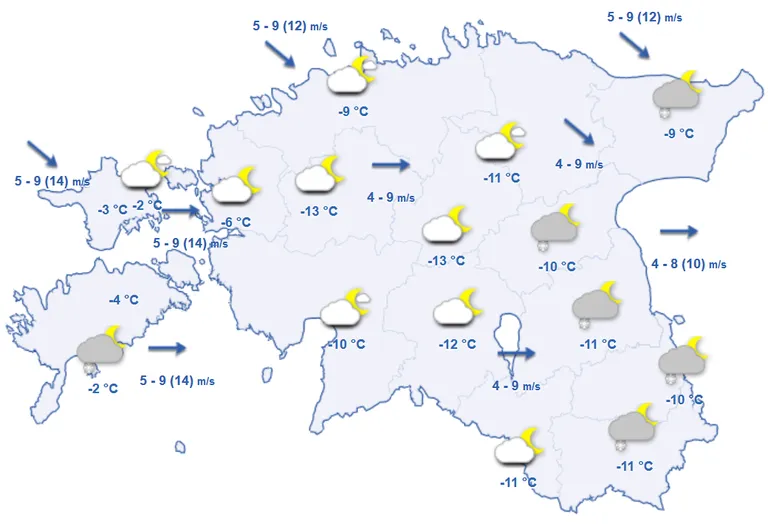 Ilm laupäeva öösel