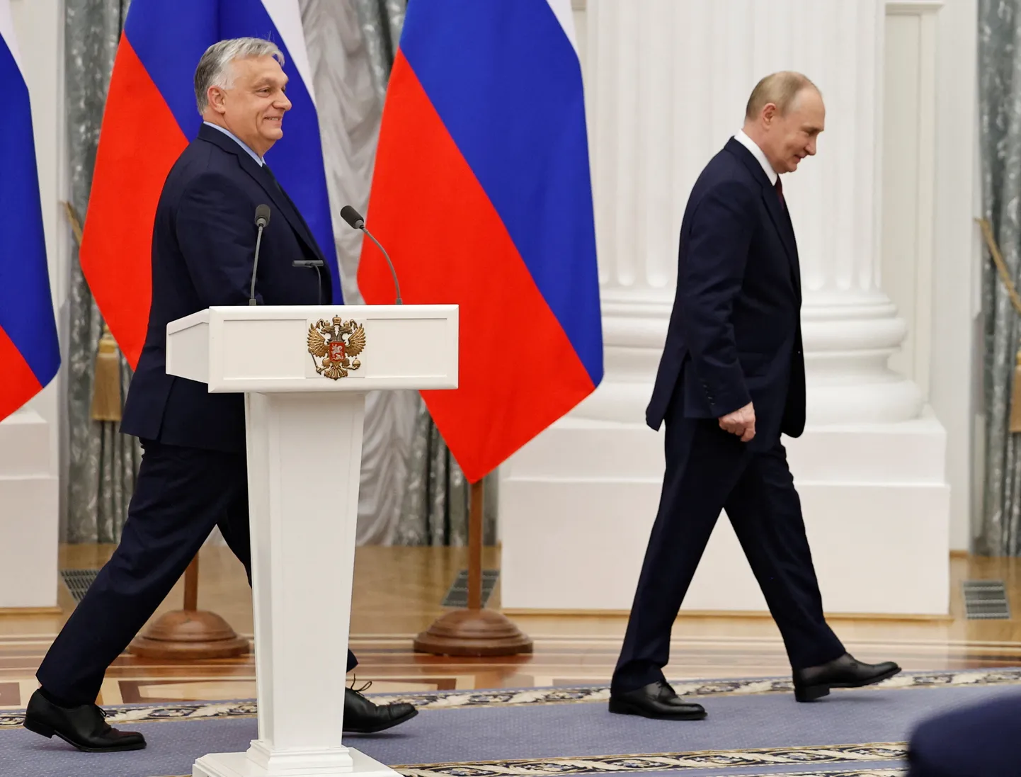 Ungari peaminister Viktor Orban ja Venemaa president Vladimir Putin pressikonverentsil Moskvas 5. juulil 2024. a.