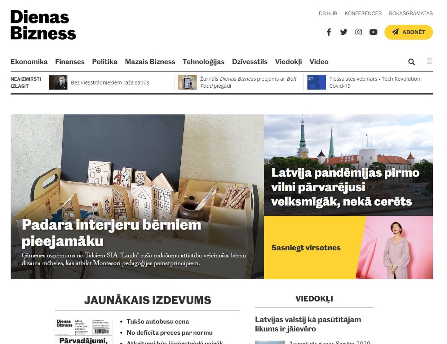 Läti ärilehe Dienas Biznessi koduleht.