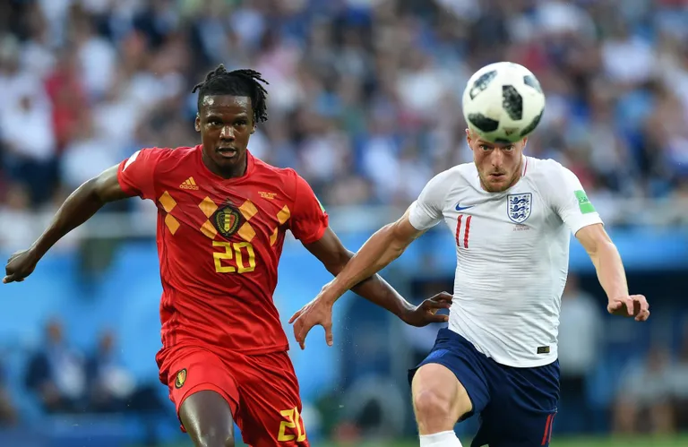 Martin Reim loodab Belgia (pildil vasakul Michy Batshuayi), Jelle Goes Inglismaa (paremal Jamie Vardy) finaalipääsule.