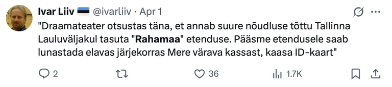 Miks mitte vaadata «Rahamaad» üheskoos Lauluväljakul?