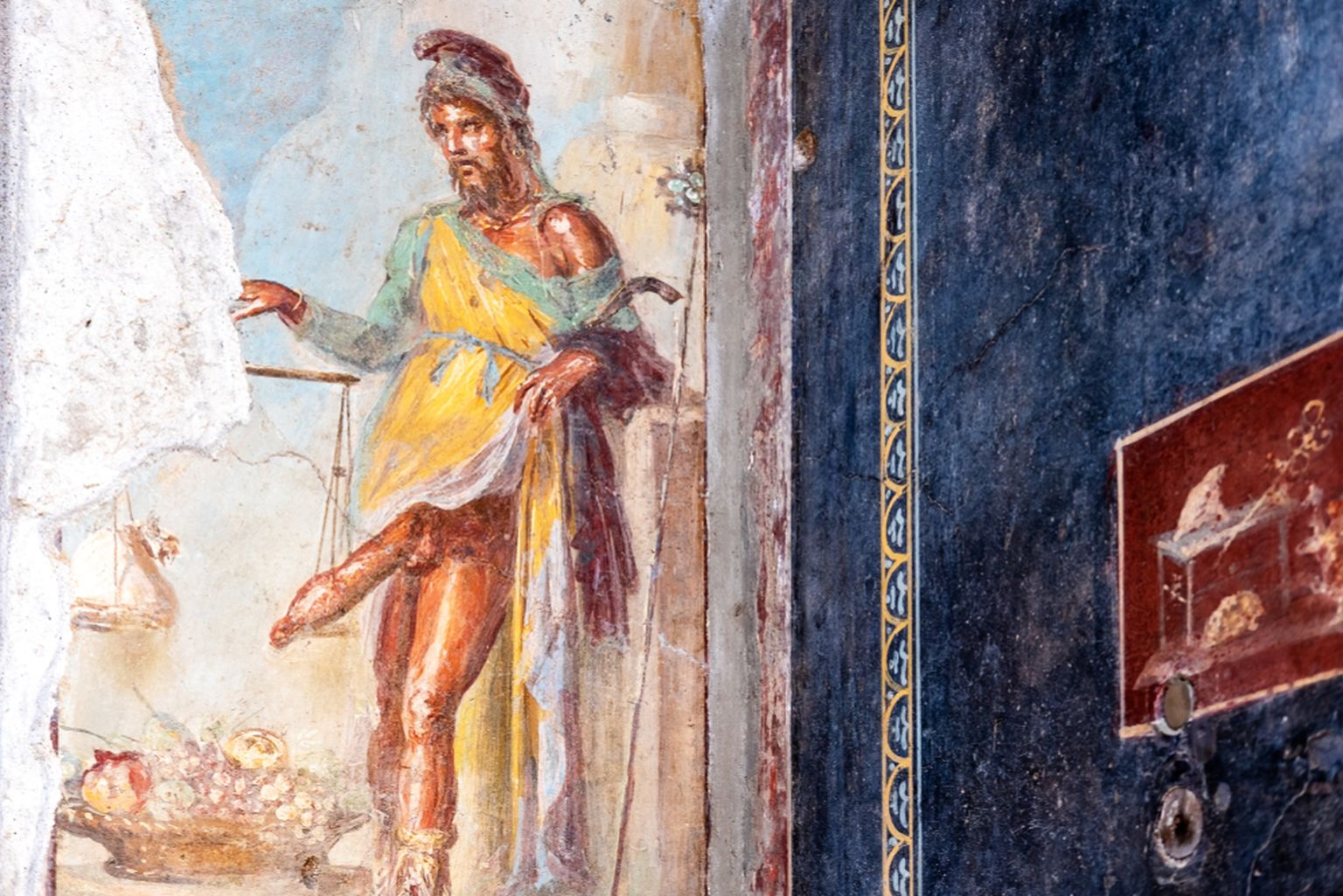 Antiikne Pompei fresko Rooma viljakusjumalast Priapusest.
