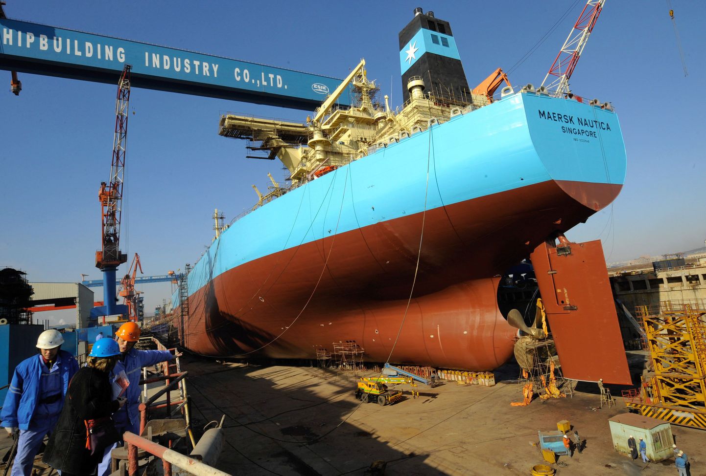 Maerski tellitud 300 000-tonnine naftatanker Hiinas Dalianis asuvas laevatehases veebruaris 2008.