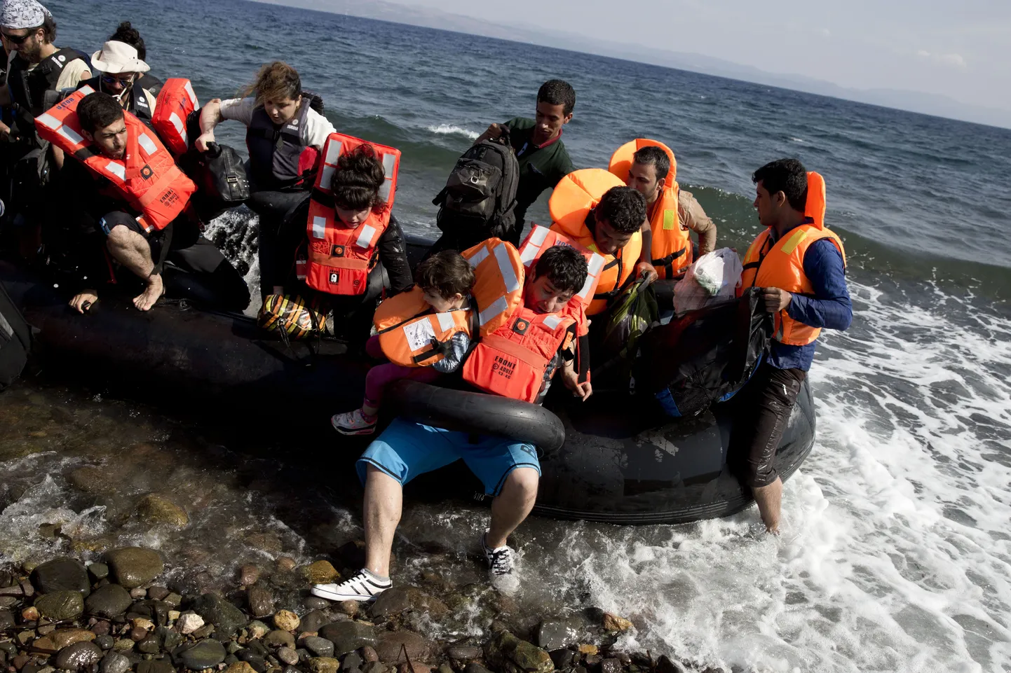 Süüria põgenike saabumine Kreekale kuuluvale Lesbose saarele.