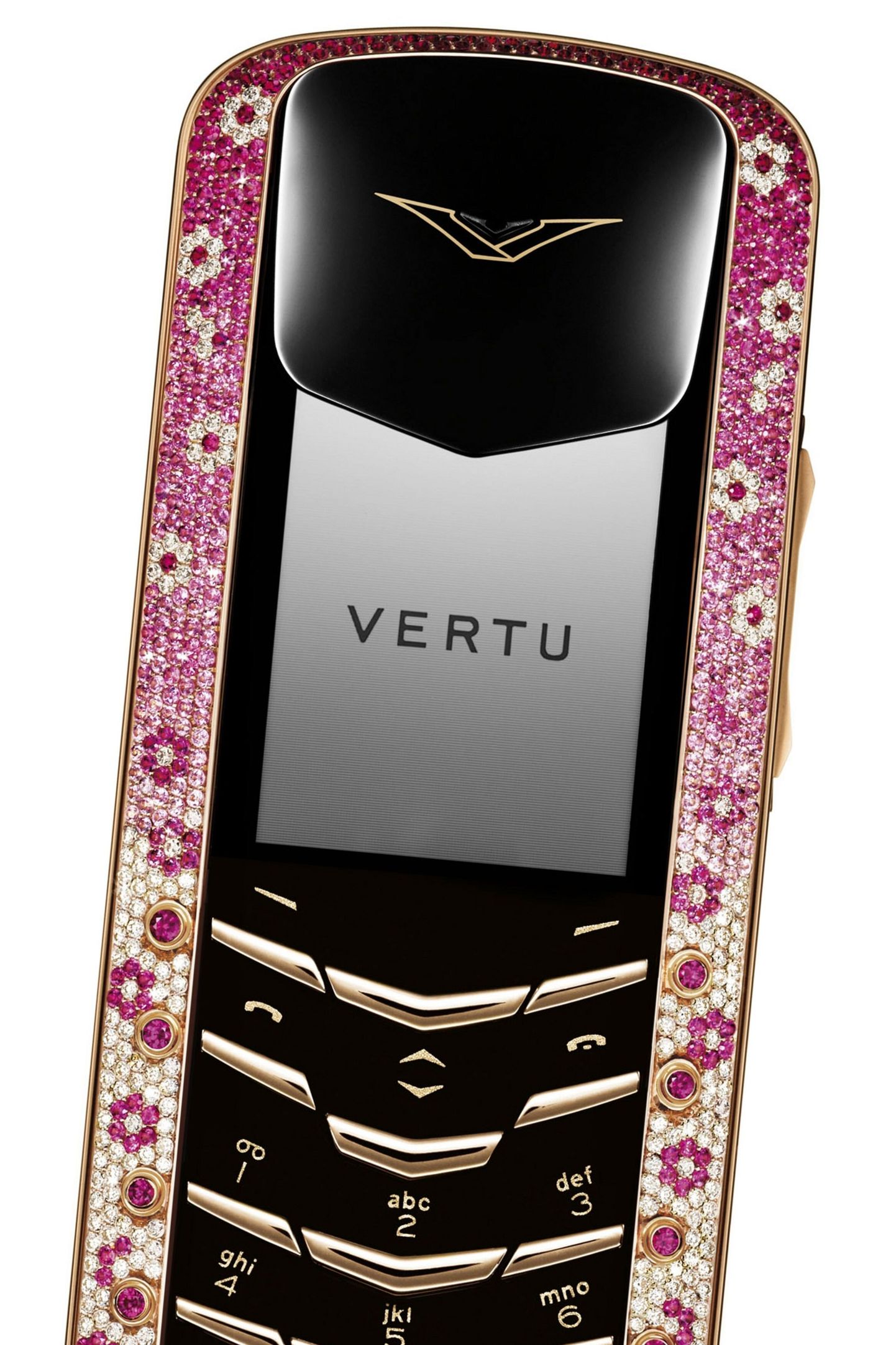 Vertu teemantitega luksustelefon «Pink Diamond Signature». Vertu telefonid võivad maksta kümneid tuhandeid eurosid.
