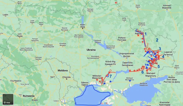 Ukraina, 8. augusti 2022 seisuga.