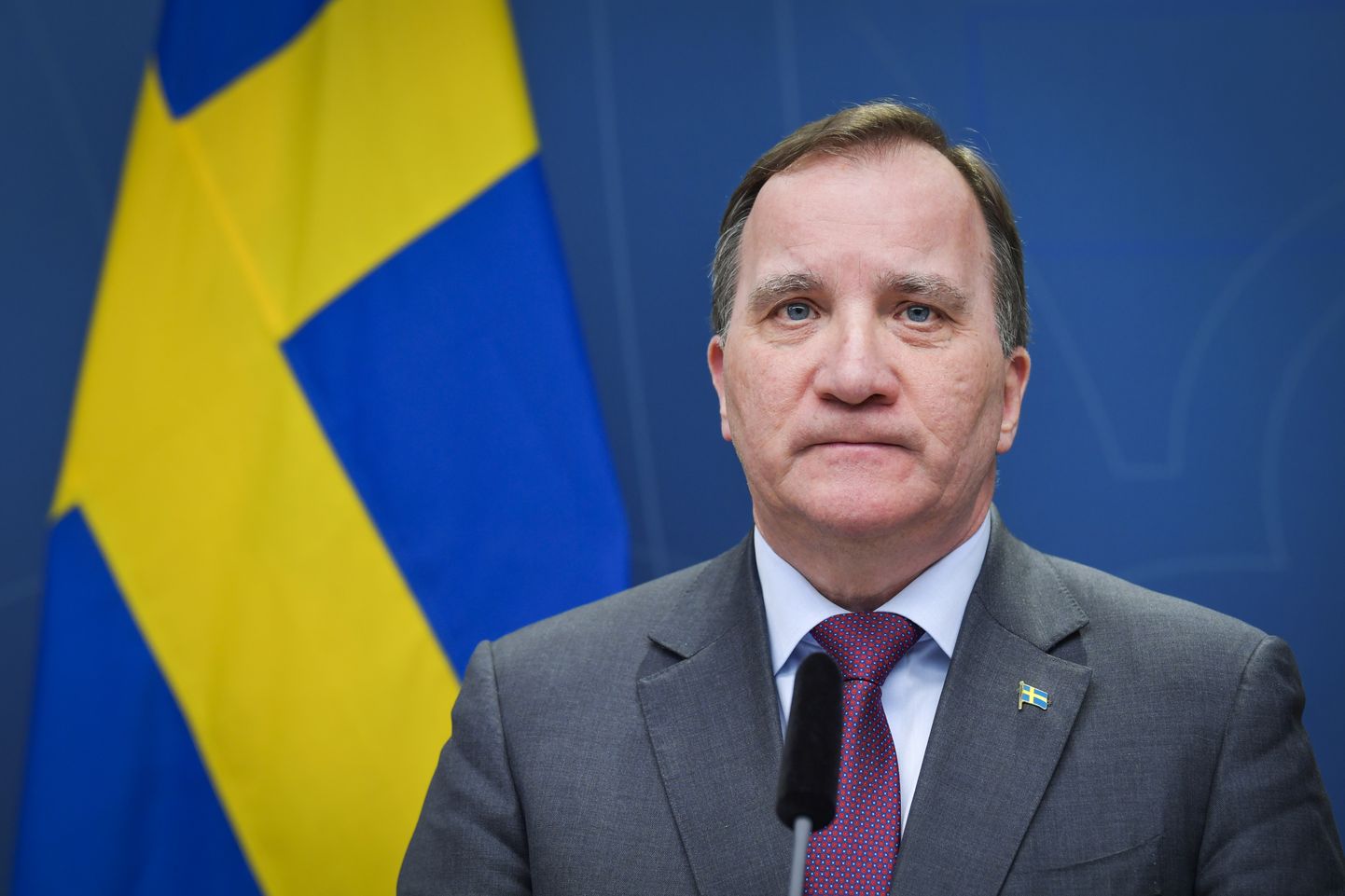 Rootsi peaminister Stefan Löfven pressikonverentsil 13. märts 2020.