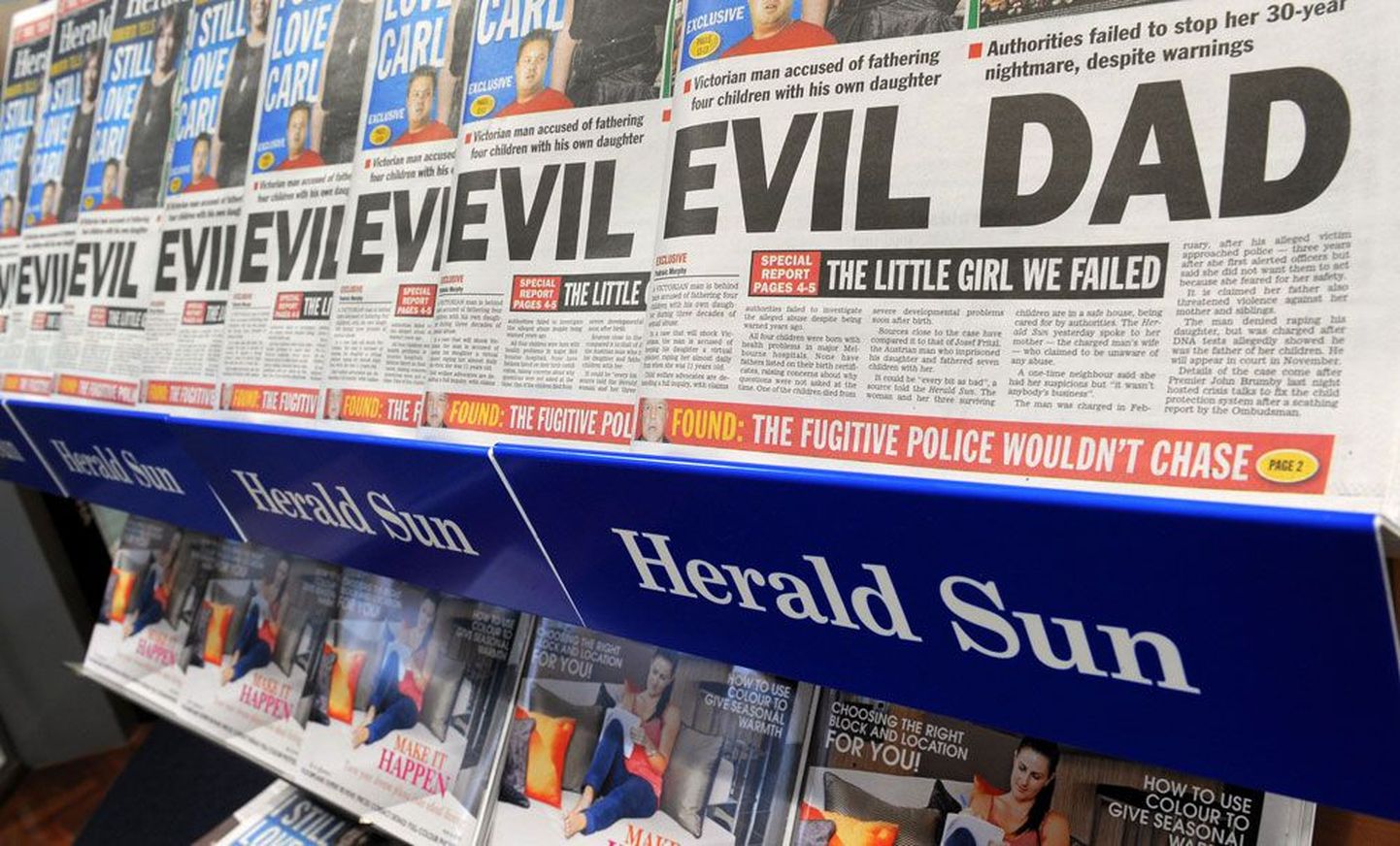 Austraalia tütrevägistajast eile esimesena teatanud ajalehe Herald Sun numbrid Melbourne’i ajalehekioskis. Mehe isikut ei ole kohtu nõudmisel avalikustatud.