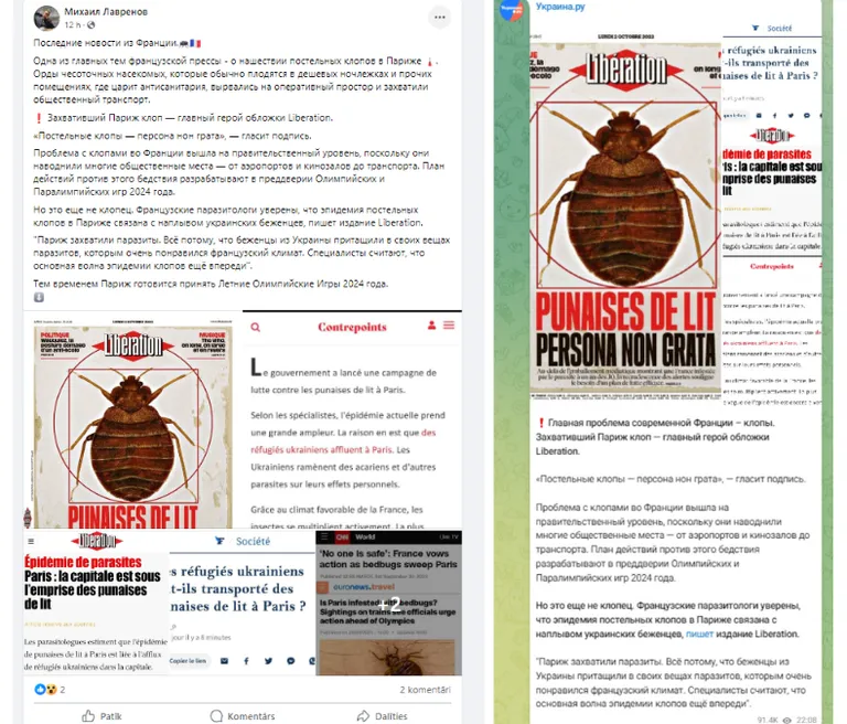 Foto: Daugavpils deputāta Lavrenova publicētais teksts ir teju identisks viltus ziņai, ko kanālā Telegram publicējis Krievijas valsts medijs Ukraina.ru.