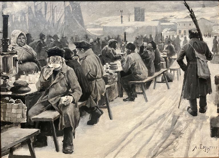 Альберт Эдельфельт. Гельсингфорс. Рыночная площадь (1885).