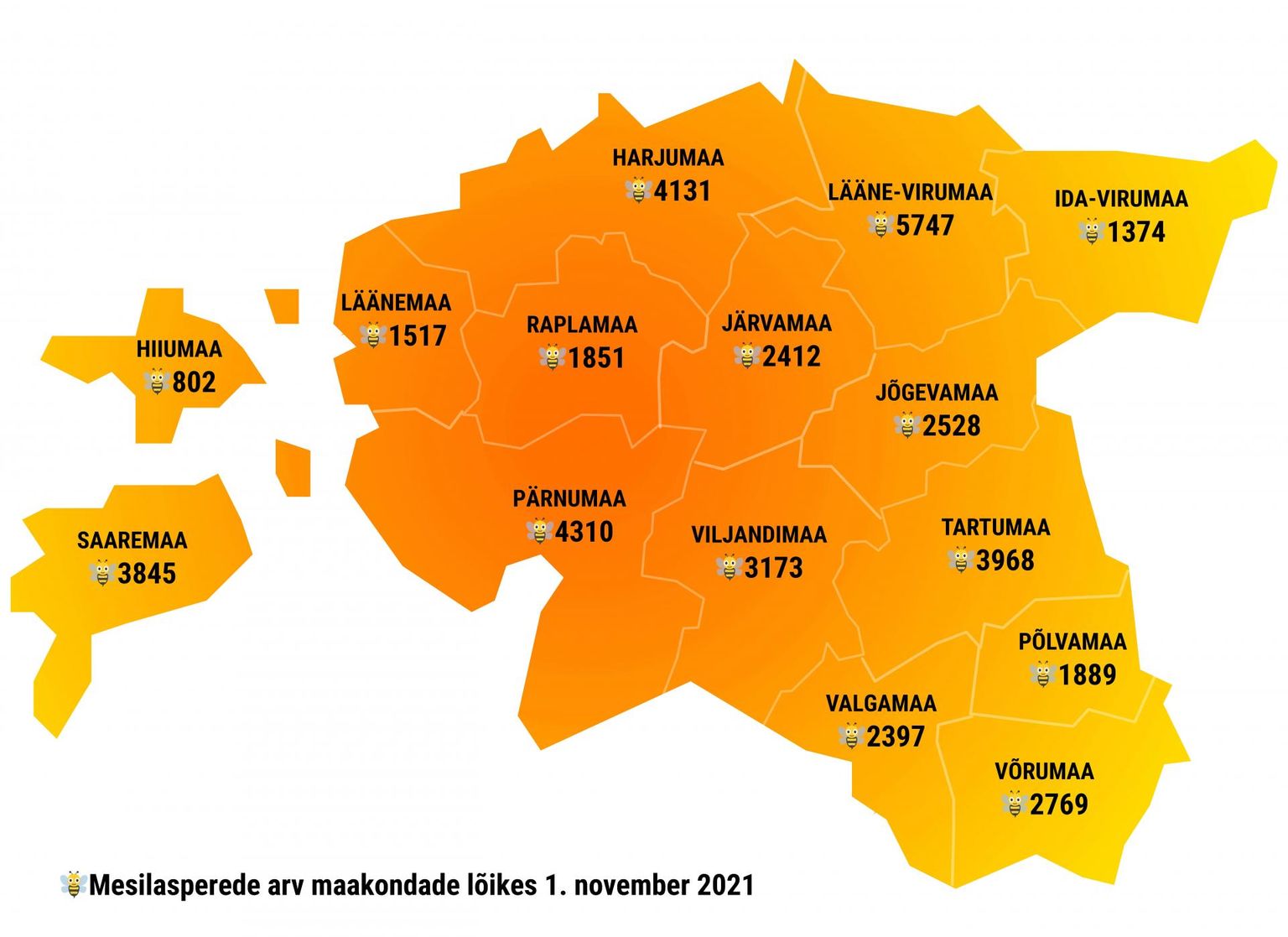 Eestis on registreeritud 42 713 mesilasperet.