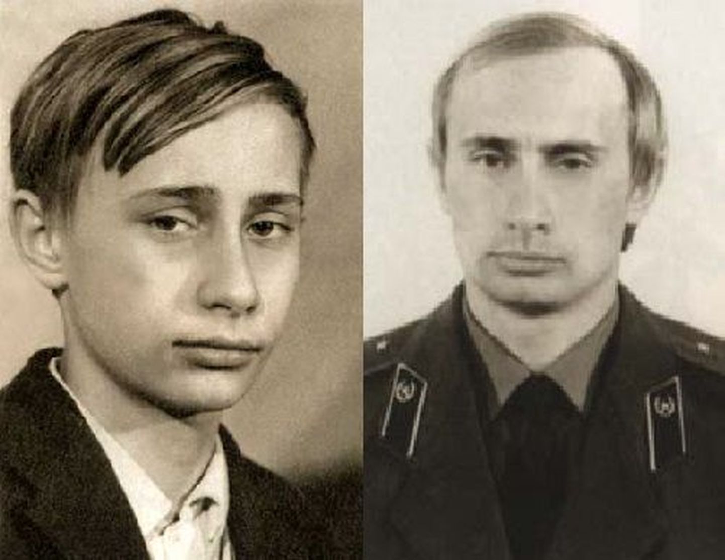 Vladimir Putin lapsepõlves ja nooruses KGB vormis.