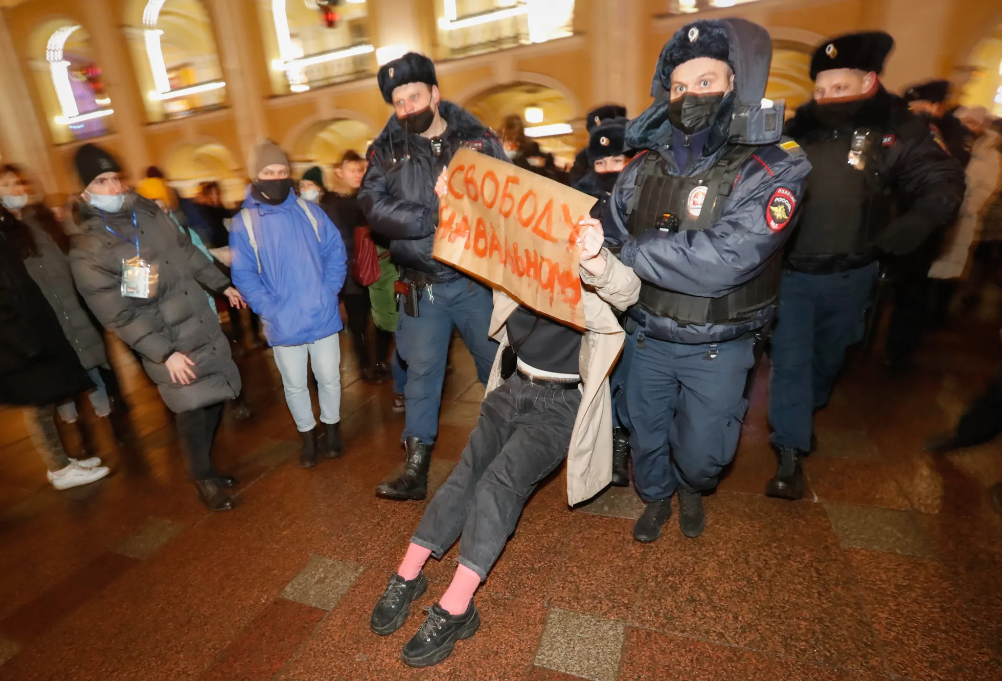 2021.a. Navalnõi pooldajate meeleavaldusel peeti Venemaal kinni inimesi.