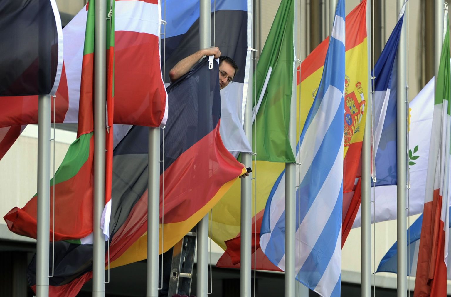 Euroliidu liikmesriikide lipud.