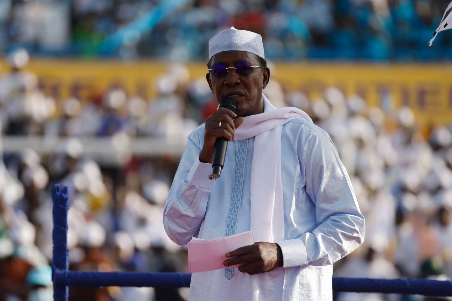Tšaadi president Idriss Déby Itno valimisüritusel pealinnas N'djamenas 9. aprill 2021.