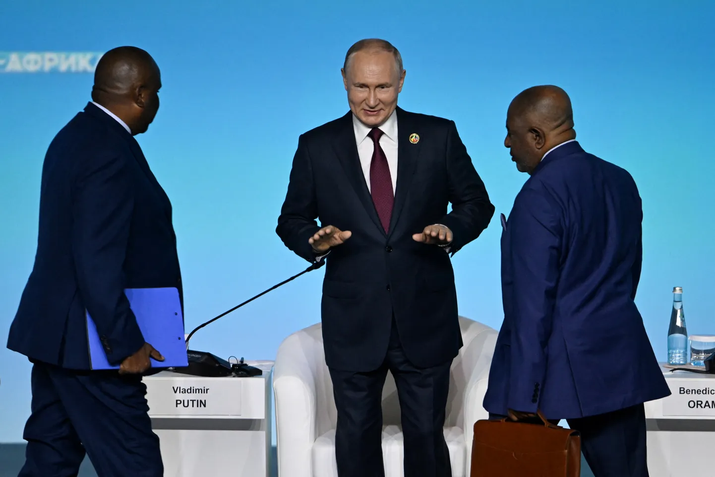 Российский президент Владимир Путин в четверг в день открытия саммита Россия-Африка в Санкт-Петербурге.