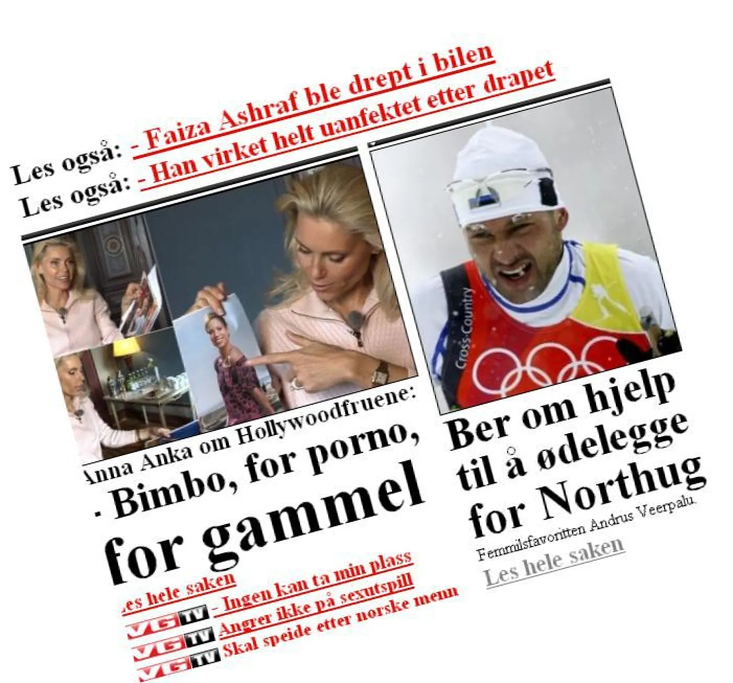 Fragment Norra online-lehe VG Nett esiküljelt.