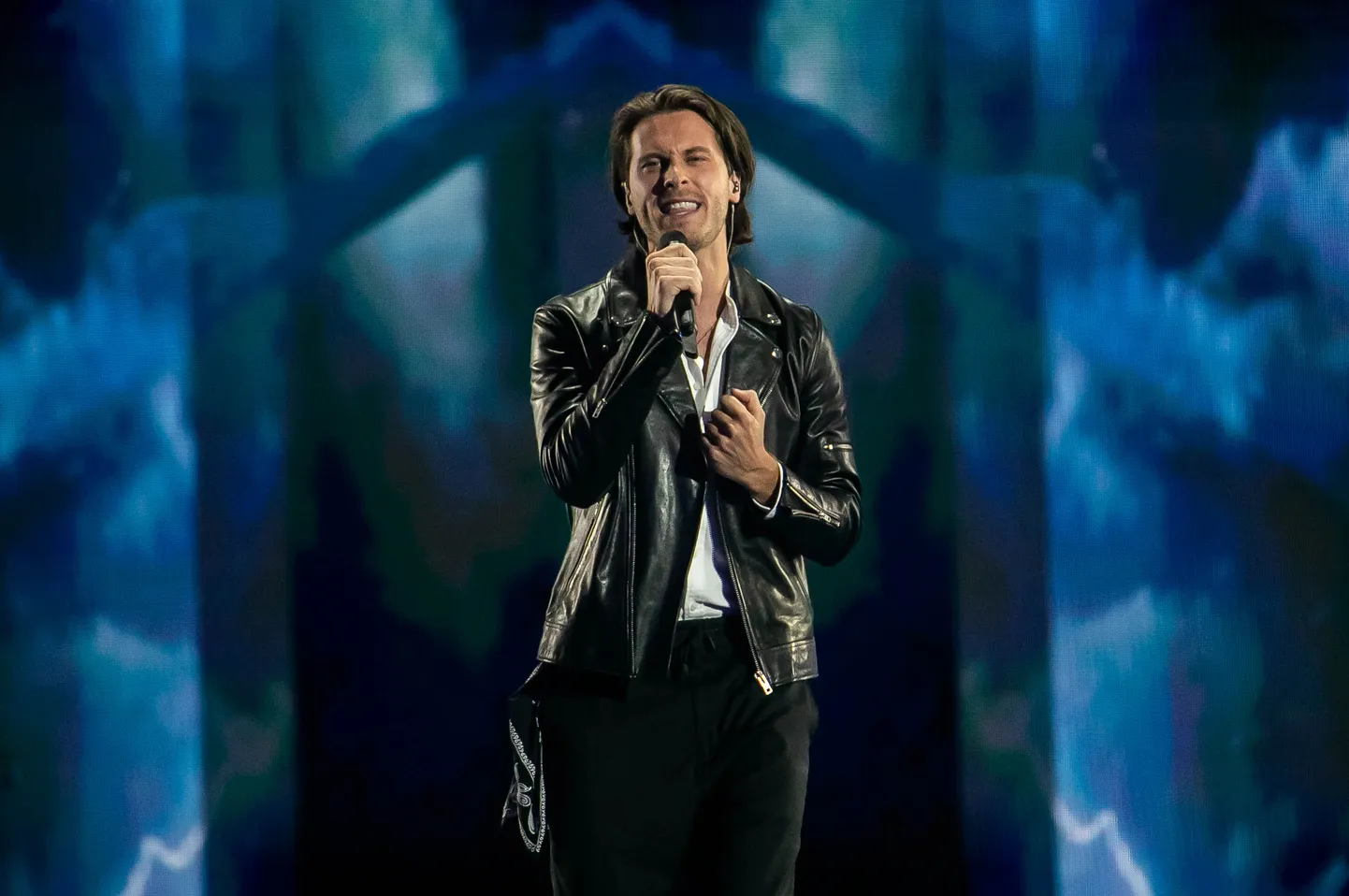 Victor Crone 2019. aasta Eurovisiooni esimese poolfinaali peaproovis.