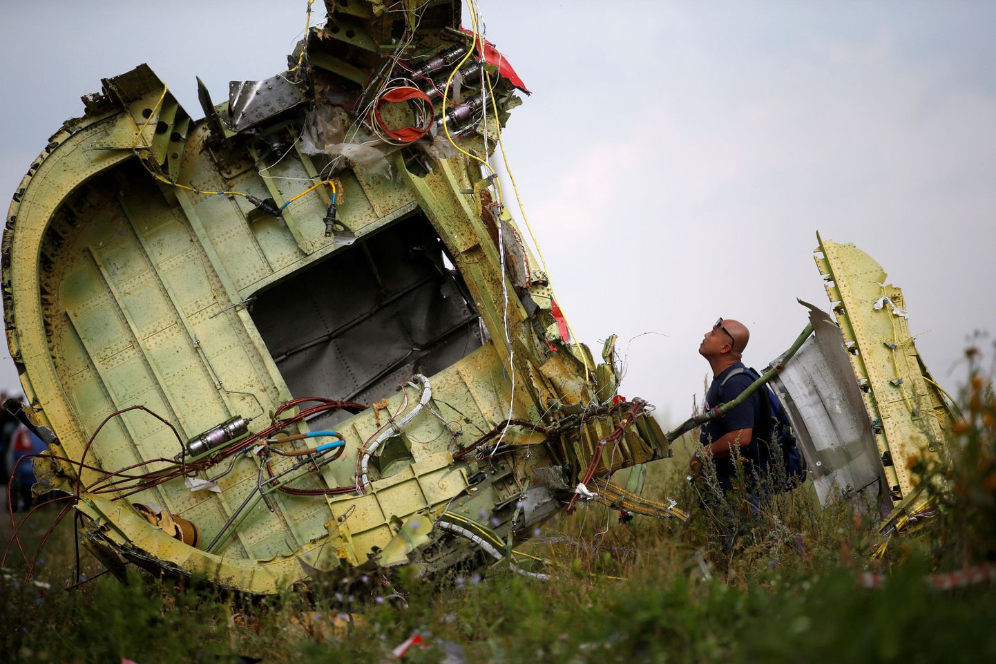 Malaisia uurija 2014. aasta juulis MH17 vraki juures.