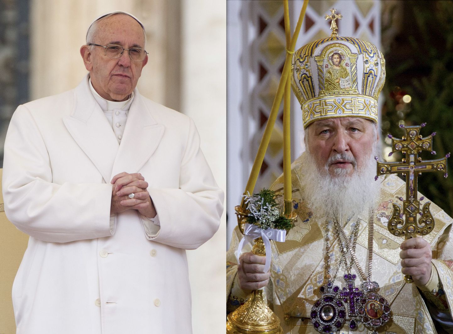 Paavst Franciscus (vasakul)ja patriarh Kirill.