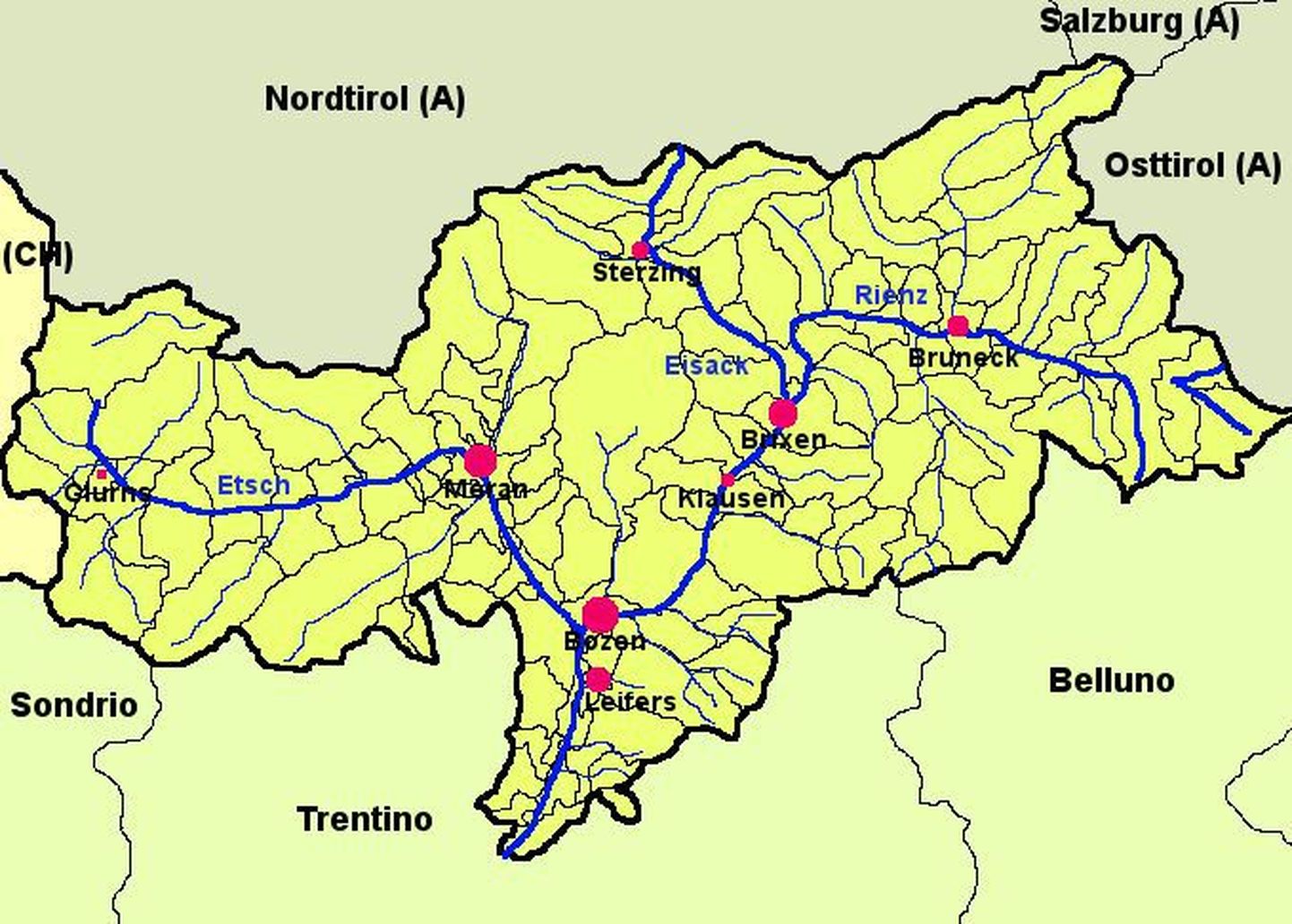 Lõuna-Tirooli kaart