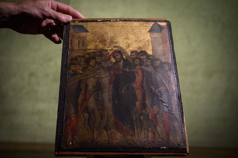 Itaalia Firenze 13. sajandi kunstniku Cenni di Pepo, kunstnikunimega Cimabue teos «Jeesuse pilkamine»