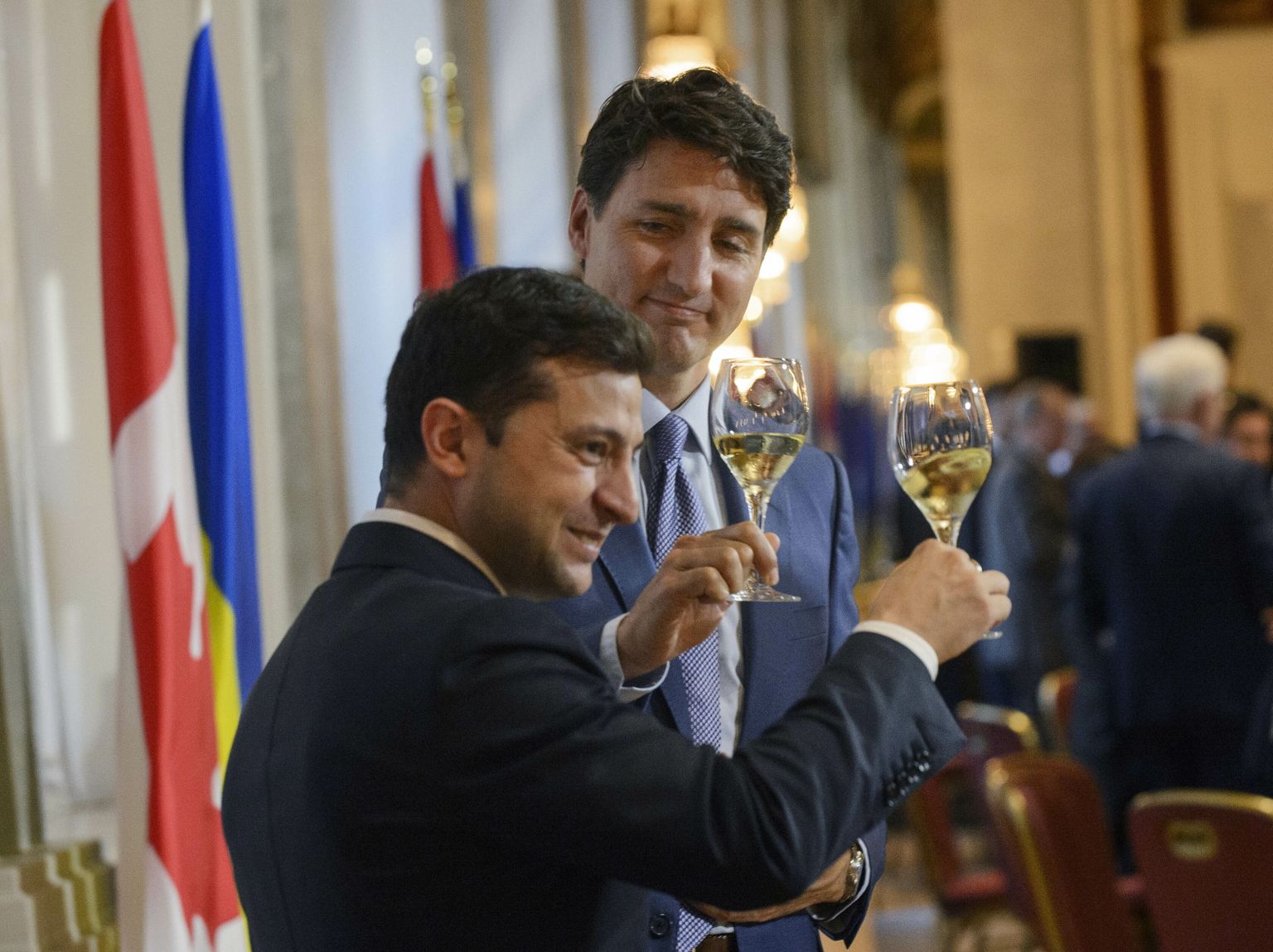 Kanādas premjerministrs Džastins Trudo un Ukrainas jaunais prezidents Volodimirs Zelenskis