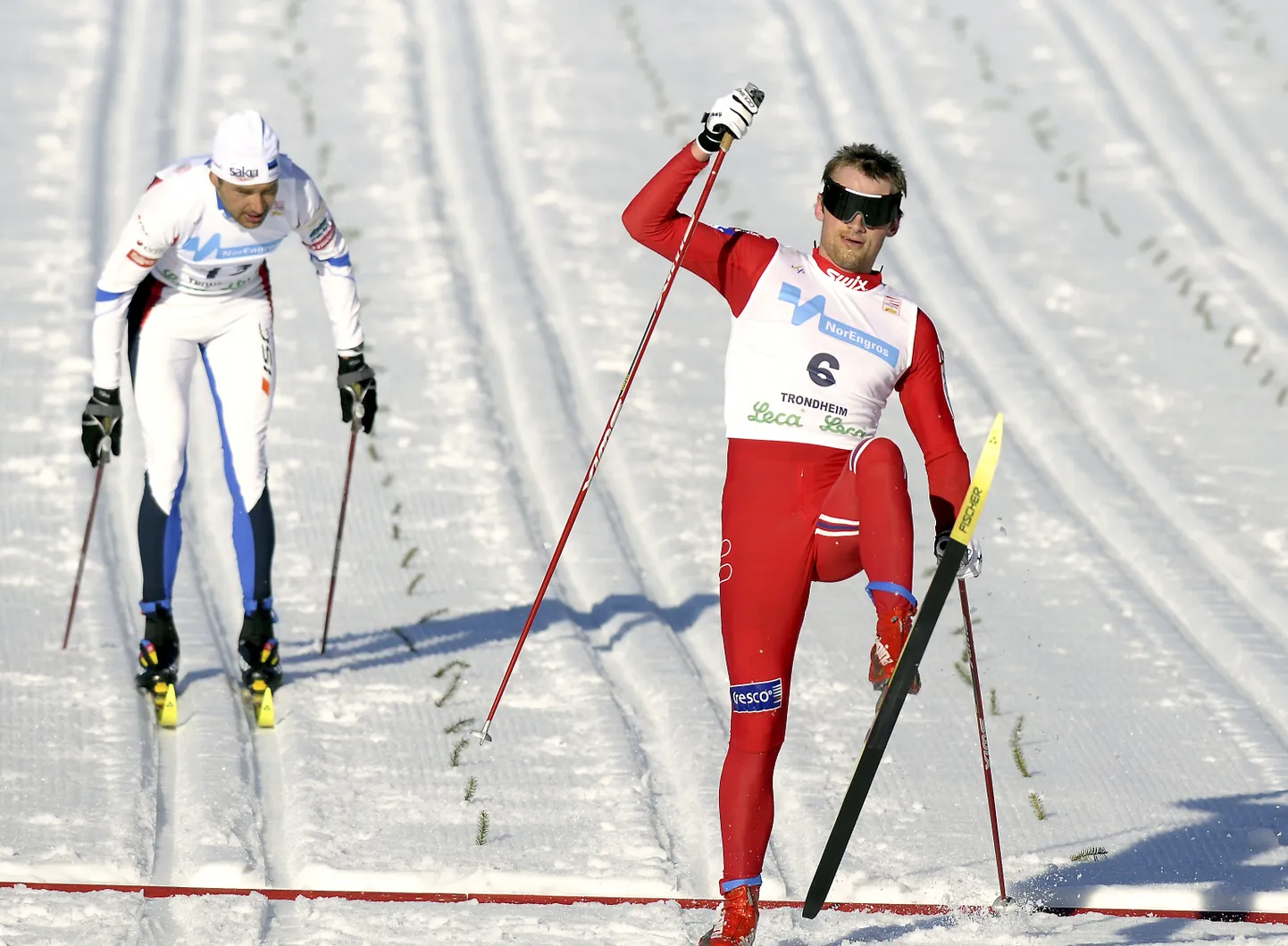 Petter Northug ja Andrus Veerpalu 2009. aasta MK-etapil.