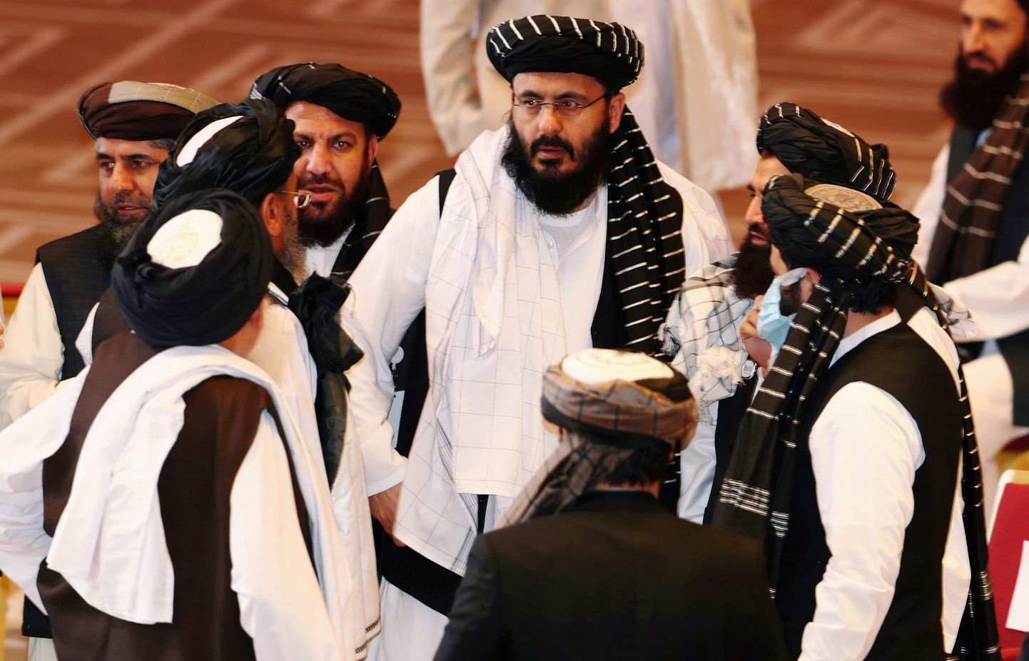 Talibani delegaadid kõnelustel Afganistani valitsuse esindajatega Kataris 2020. aasta septembris.
