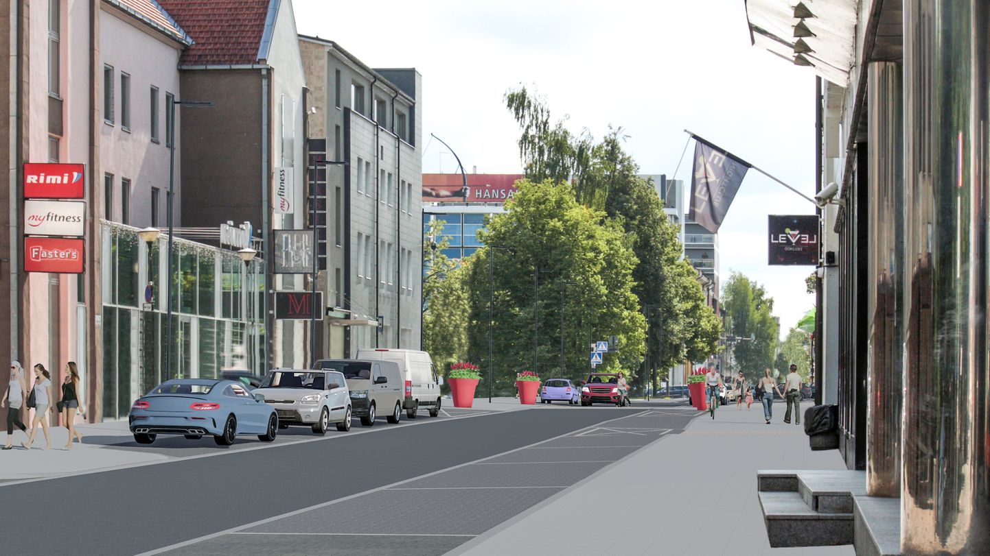 Selline näeb välja Vallikraavi ja Riia tänava poolse Ülikooli tänava lõigu visand.