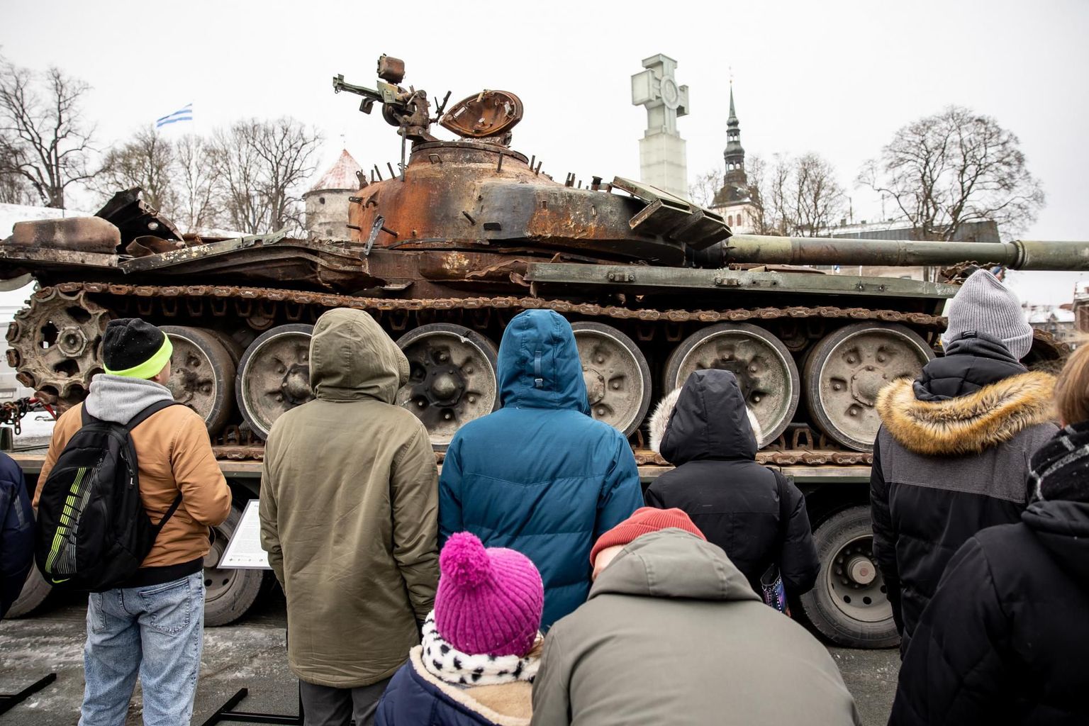 Ukrainas purustatud tanki eksponeeriti märtsi alguses Tallinnas Vabaduse väljakul.