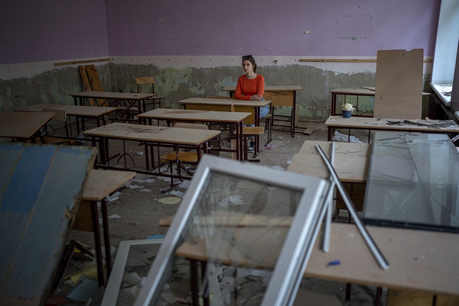 Pildil koolimaja Ukrainas.