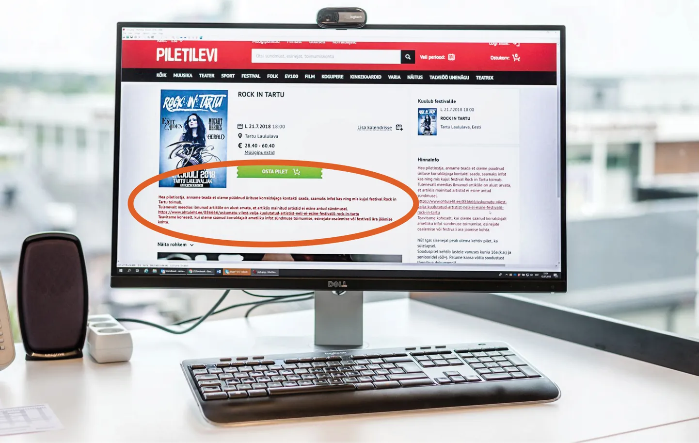 Neljapäeval ilmus Piletilevi lehele rokipeo reklaami juurde hoiatav tekst «Hea piletiostja, anname teada et oleme püüdnud ürituse korraldajaga kontakti saada, saamaks infot kas ning mis kujul festival Rock in Tartu toimub. Tulenevalt meedias ilmunud artiklile on alust arvata, et artiklis mainitud artistid ei esine antud sündmusel.»