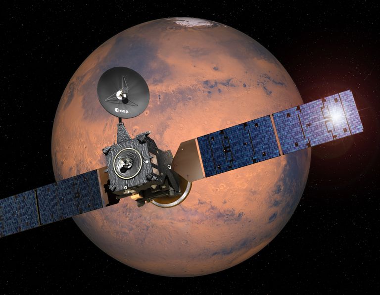 Marsa orbītā esošā zonde "ExoMars Trace Gas Orbiter".
