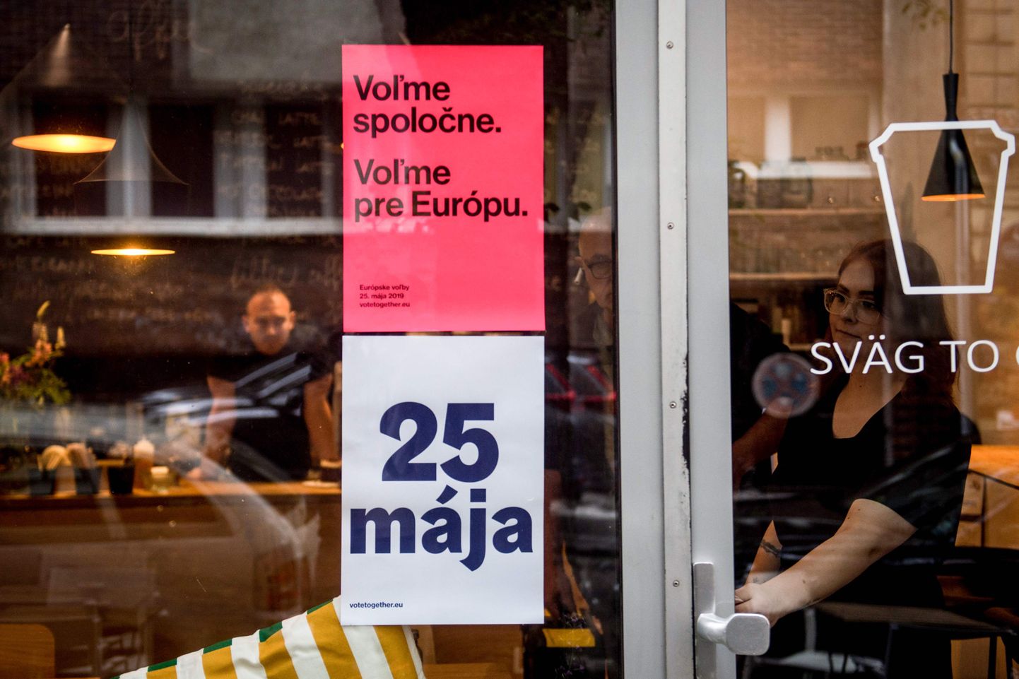 Euroopa Parlamendi valimiste plakat Slovakkia pealinnas Bratislavas.