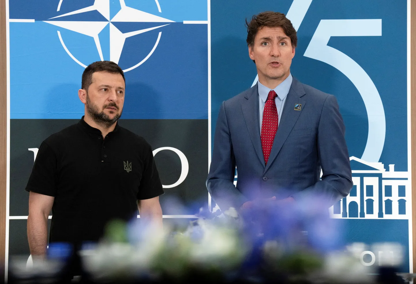 Ukraina president Volodõmõr Zelenskõi ja Kanada peaminister Justin Trudeau suvisel NATO kohtumisel Washingtonis.
