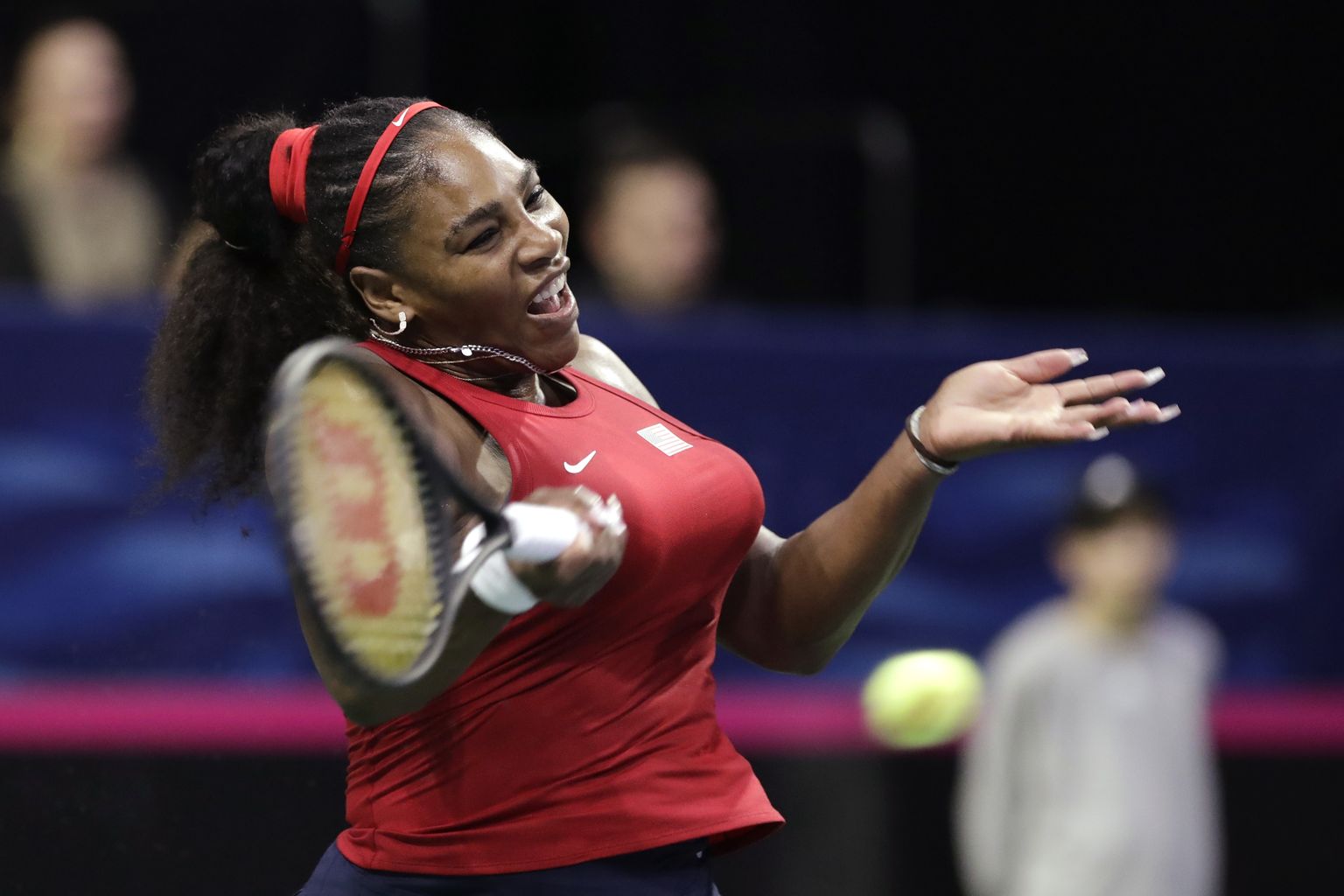 USA tennisetäht Serena Williams tänavusel Fed Cupi matšil Läti vastu.