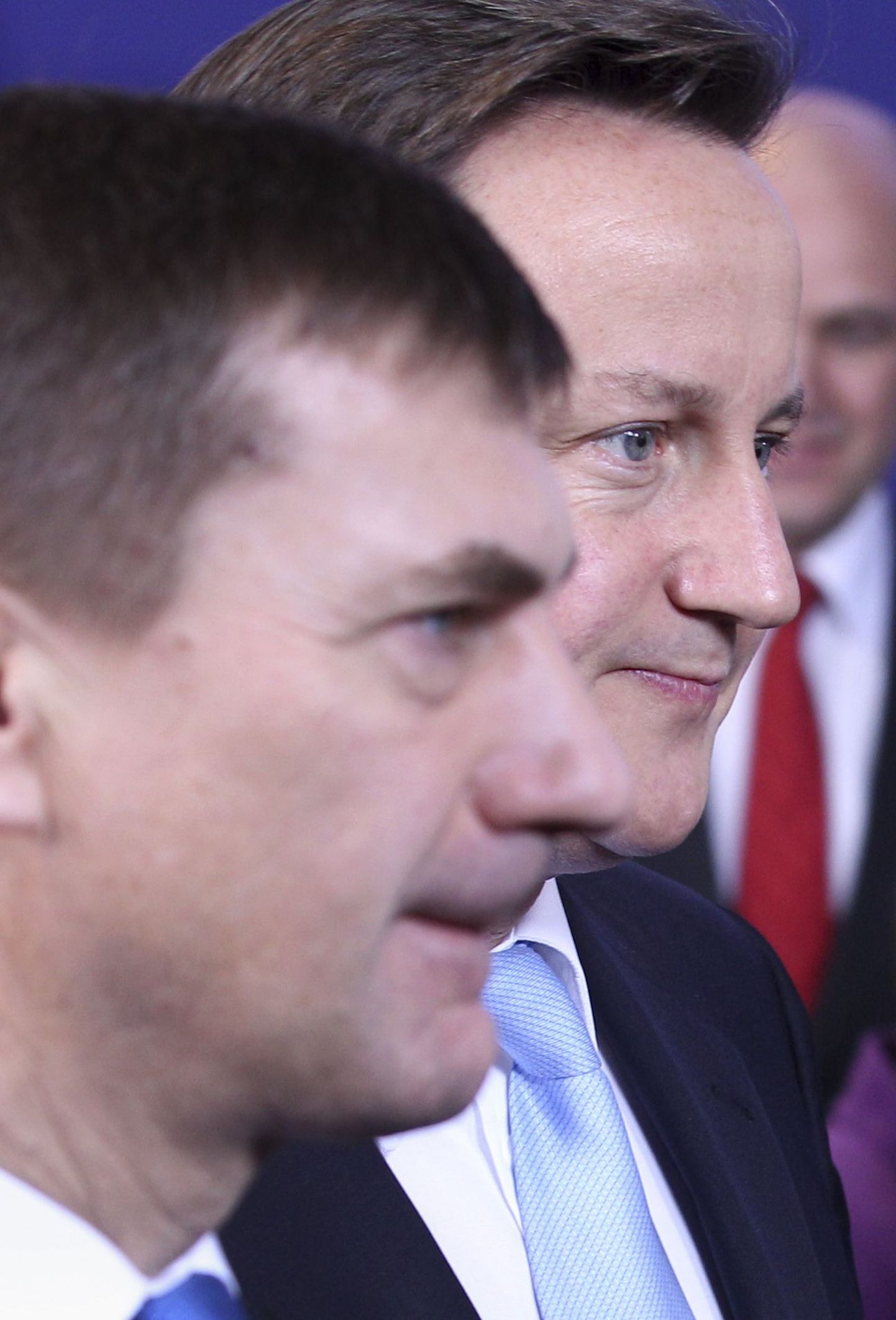 Eesti peaminister Andrus Ansip ja Suurbritannia peaminister David Cameron Euroopa Liidu ülemkogule järgnenul pildistamisel.