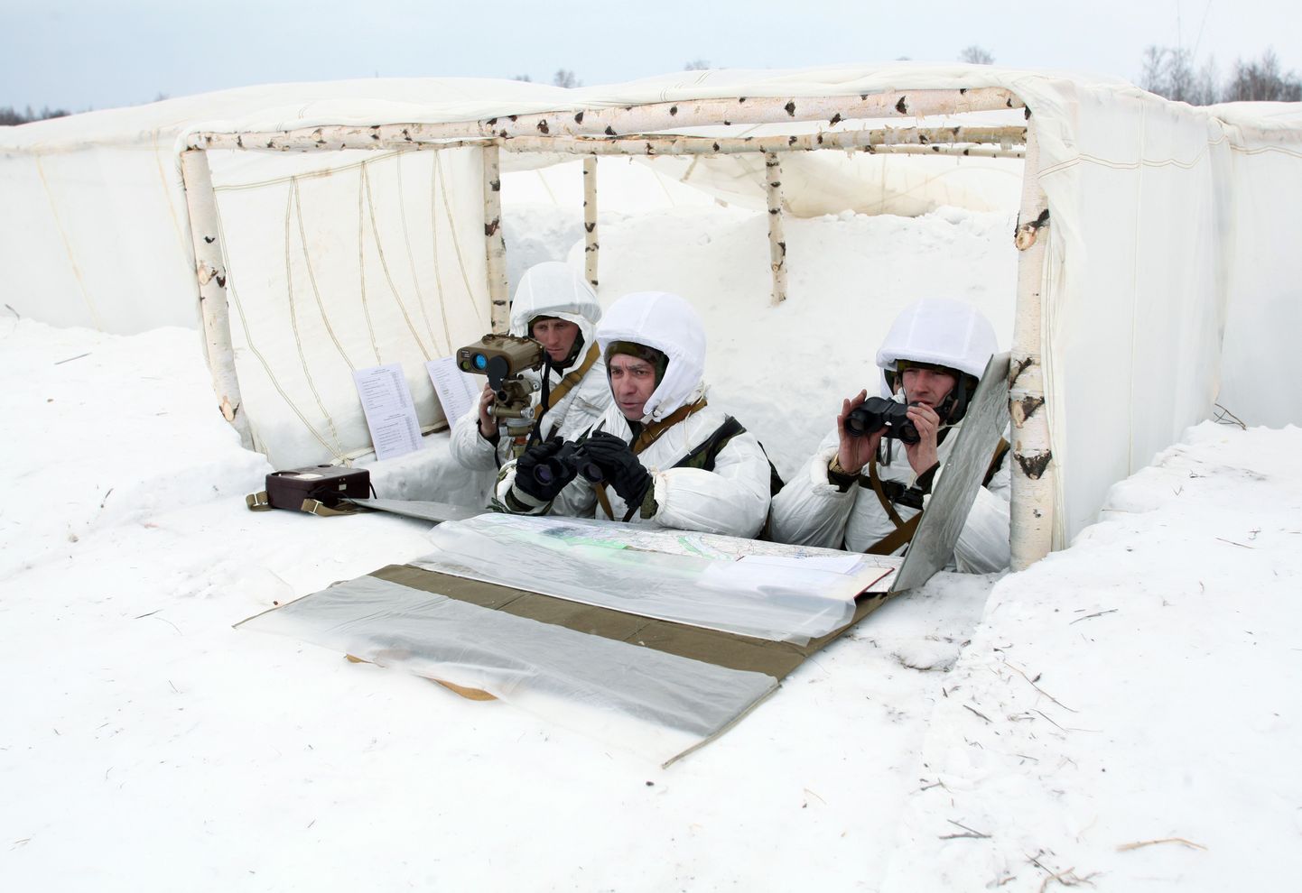 Vene sõdurid talvisel õpppusel.
