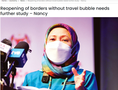 Malaisia turismi-, kunsti- ja kultuuriminister Datuk Seri Nancy Shukri ei kiirusta riiki turismile ristseliti lahti tegema