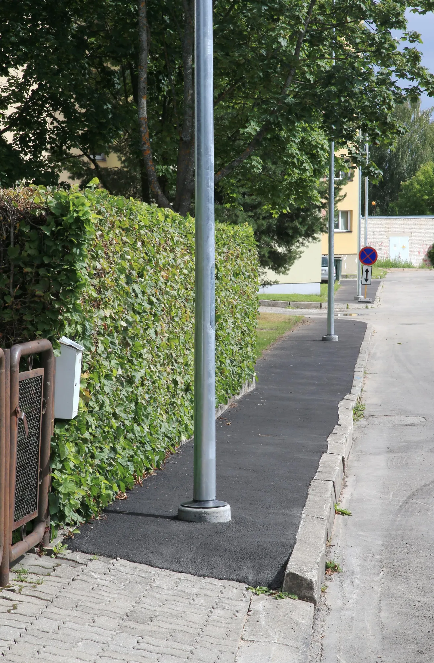 Sinika tänaval on tänavavalgustuspostid kõnnitee keskel, see muudab inimestel liikumise aga ebamugavaks.