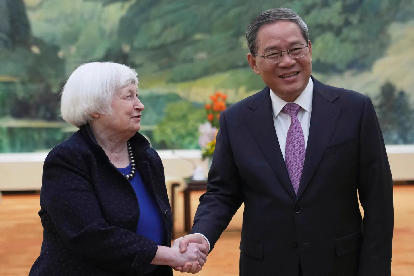 USA rahandusminister Janet Yellen ja Hiina peaminister  Li Qiang kohtumas 7. aprillil Pekingis.