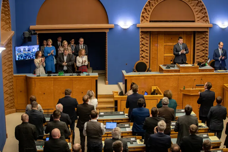Volodõmõr Zelenskõi videopöördumine Eesti riigikogus.